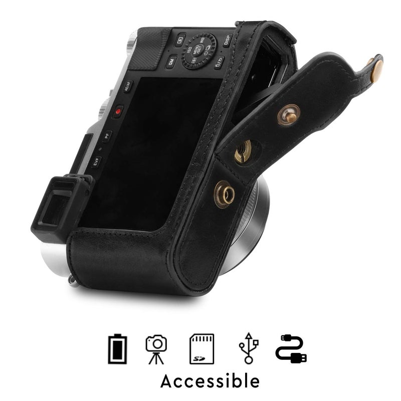 MegaGear MG1605 Ever Ready Genuine Leather Camera Case Compatible with Leica D-Lux 7 - Black - Image 5